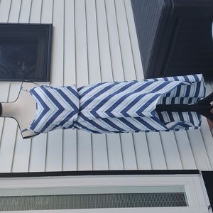 Seven7 Striped Sleeveless High/Low Dress with Elastic Waistline